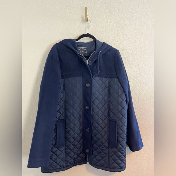 Lucky Brand Navy Quilted puffer Barn Jacket. Large NWT - Picture 2 of 7